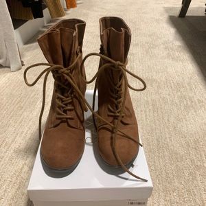 Brown suede ankle booties